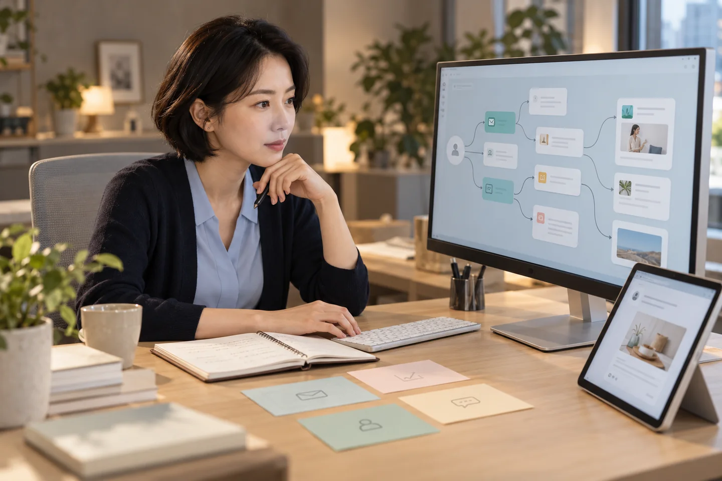 고객 메시지와 고객 여정을 설계하는 CRM 담당자 콘셉트